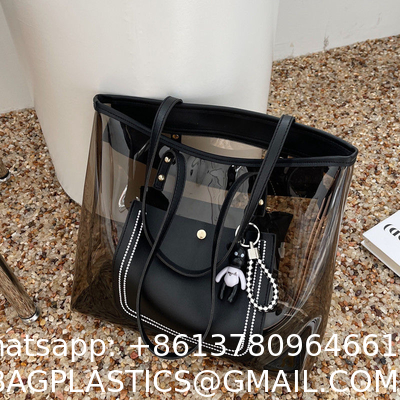 Popular Beach Large-Capacity Transparent Bag Women'S Summer New Jelly Shoulder Bag Foreign Style Tote Bag
