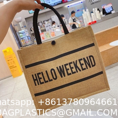 New Style Jute Nylon Briefcase Document Bag Letter Cloth Bag Large Capacity Shoulder Messenger Simple Commuter Handbag