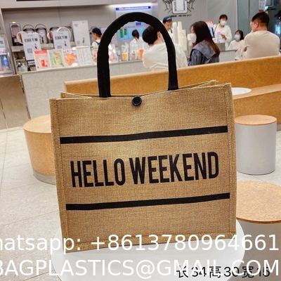 New Style Jute Nylon Briefcase Document Bag Letter Cloth Bag Large Capacity Shoulder Messenger Simple Commuter Handbag