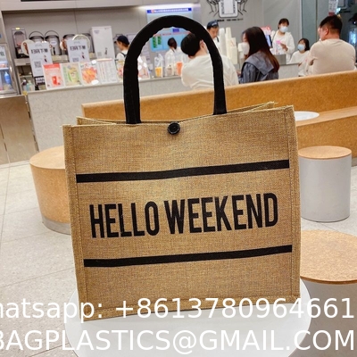New Style Jute Nylon Briefcase Document Bag Letter Cloth Bag Large Capacity Shoulder Messenger Simple Commuter Handbag