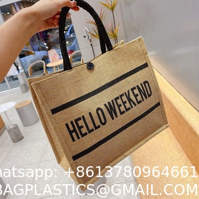 New Style Jute Nylon Briefcase Document Bag Letter Cloth Bag Large Capacity Shoulder Messenger Simple Commuter Handbag