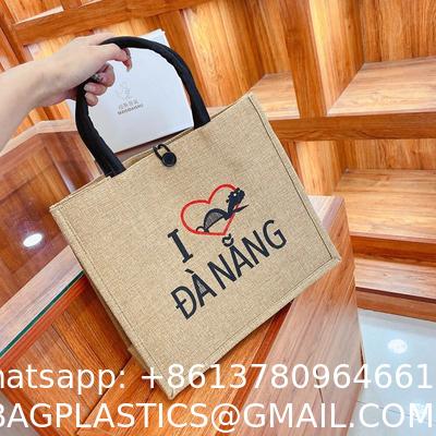 New Style Jute Nylon Briefcase Document Bag Letter Cloth Bag Large Capacity Shoulder Messenger Simple Commuter Handbag