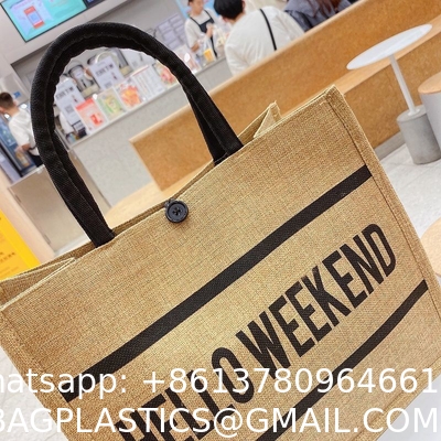 New Style Jute Nylon Briefcase Document Bag Letter Cloth Bag Large Capacity Shoulder Messenger Simple Commuter Handbag