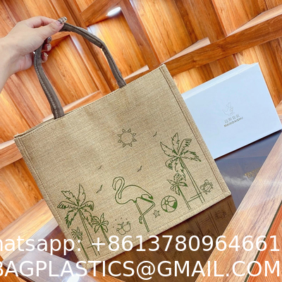 New Style Jute Nylon Briefcase Document Bag Letter Cloth Bag Large Capacity Shoulder Messenger Simple Commuter Handbag