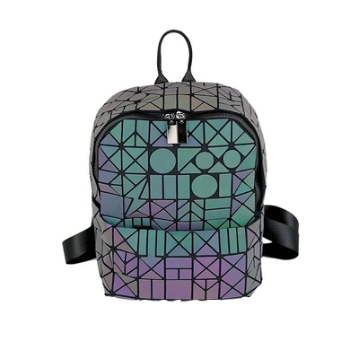 Geometric Rhombic Luminous Color-Changing Material Student Schoolbag Korean Version Male And Female Couple Backpack