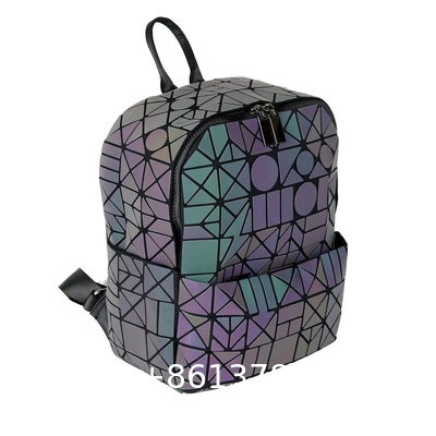 Geometric Rhombic Luminous Color-Changing Material Student Schoolbag Korean Version Male And Female Couple Backpack