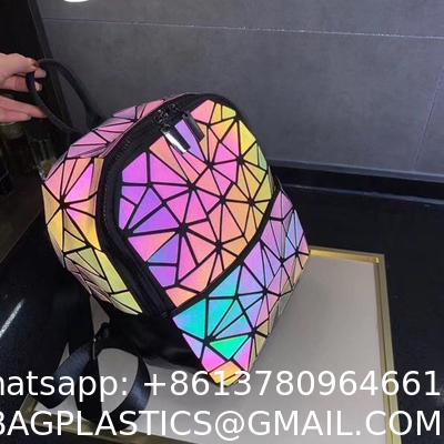 Geometric Rhombic Luminous Color-Changing Material Student Schoolbag Korean Version Male And Female Couple Backpack
