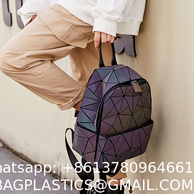 Geometric Rhombic Luminous Color-Changing Material Student Schoolbag Korean Version Male And Female Couple Backpack