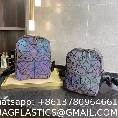 Geometric Rhombic Luminous Color-Changing Material Student Schoolbag Korean Version Male And Female Couple Backpack