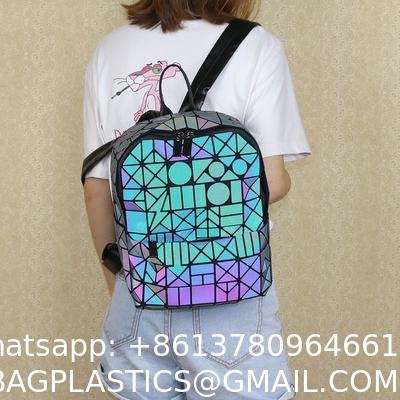 Geometric Rhombic Luminous Color-Changing Material Student Schoolbag Korean Version Male And Female Couple Backpack