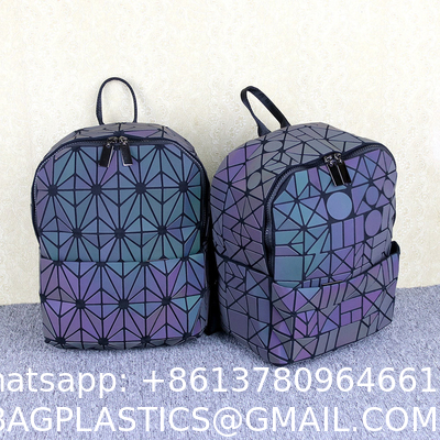 Geometric Rhombic Luminous Color-Changing Material Student Schoolbag Korean Version Male And Female Couple Backpack