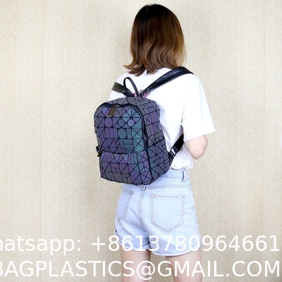 Geometric Rhombic Luminous Color-Changing Material Student Schoolbag Korean Version Male And Female Couple Backpack
