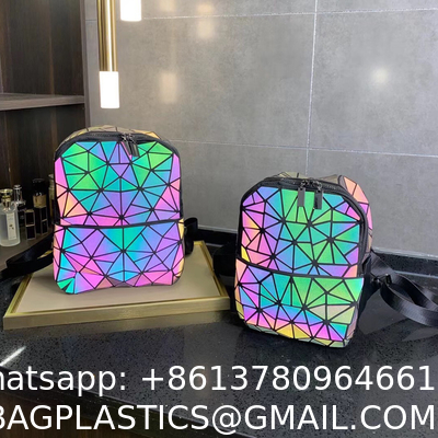 Geometric Rhombic Luminous Color-Changing Material Student Schoolbag Korean Version Male And Female Couple Backpack