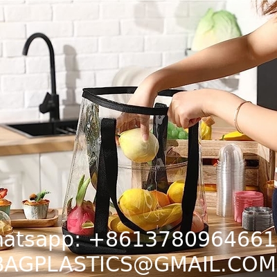 Clear Tote Bags PVC Shoulder Handbag Security Approved See Through Bag With Zipper Closure For Travel Work