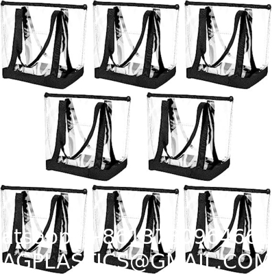 Clear Tote Bags PVC Shoulder Handbag Security Approved See Through Bag With Zipper Closure For Travel Work