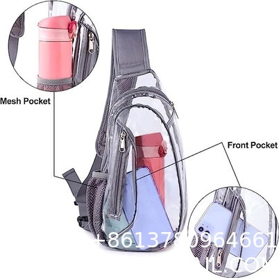 Clear Sling Bag, Stadium Approved Clear Bag, Transparent Chest Daypack for Hiking, Stadium or Concerts