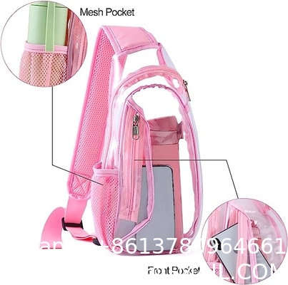 Clear Sling Bag, Stadium Approved Clear Bag, Transparent Chest Daypack for Hiking, Stadium or Concerts