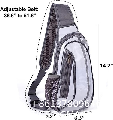 Clear Sling Bag, Stadium Approved Clear Bag, Transparent Chest Daypack for Hiking, Stadium or Concerts