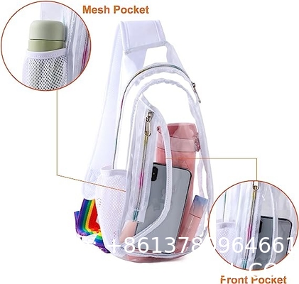 Clear Sling Bag, Stadium Approved Clear Bag, Transparent Chest Daypack for Hiking, Stadium or Concerts