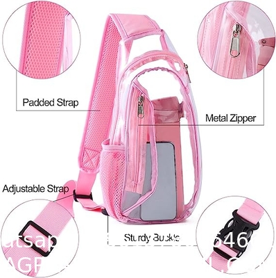 Clear Sling Bag, Stadium Approved Clear Bag, Transparent Chest Daypack for Hiking, Stadium or Concerts
