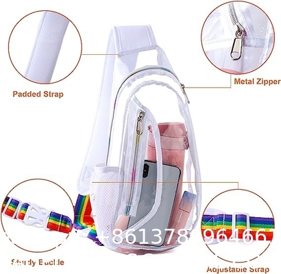 Clear Sling Bag, Stadium Approved Clear Bag, Transparent Chest Daypack for Hiking, Stadium or Concerts