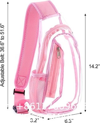 Clear Sling Bag, Stadium Approved Clear Bag, Transparent Chest Daypack for Hiking, Stadium or Concerts