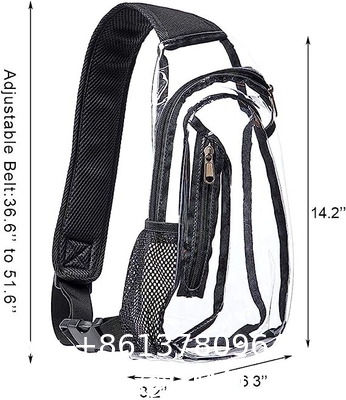 Clear Sling Bag, Stadium Approved Clear Bag, Transparent Chest Daypack for Hiking, Stadium or Concerts