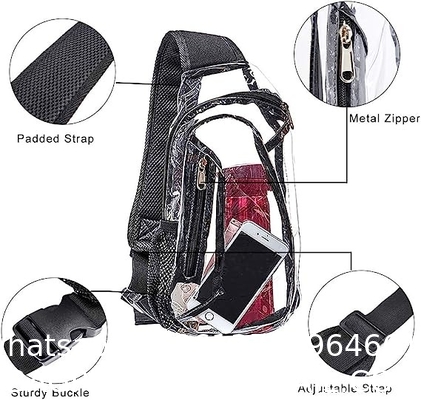 Clear Sling Bag, Stadium Approved Clear Bag, Transparent Chest Daypack for Hiking, Stadium or Concerts