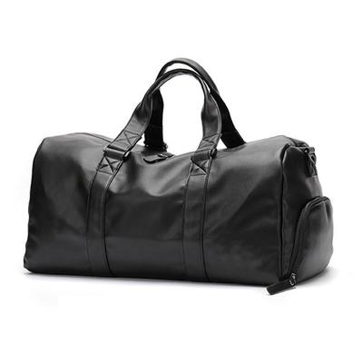 Custom Logo Luxury Designer PU Leather Gym Sport Duffle Bag with Shoe Compartment Weekender Travel Bags for Men