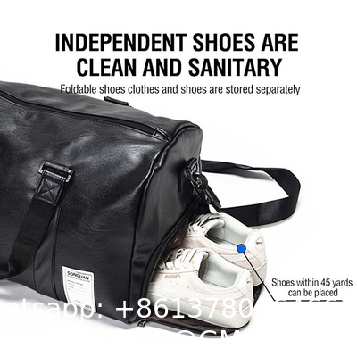 Custom Logo Luxury Designer PU Leather Gym Sport Duffle Bag with Shoe Compartment Weekender Travel Bags for Men