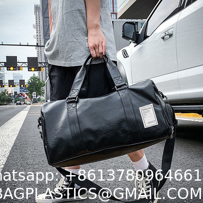 Custom Logo Luxury Designer PU Leather Gym Sport Duffle Bag with Shoe Compartment Weekender Travel Bags for Men