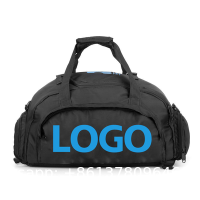 Custom Logo Unisex Portable Waterproof Sports Gym Fitness Duffle Backpack Weekend Travel Duffel Bag With Shoe Storage