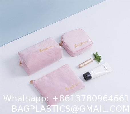 Wholesale Custom Best Selling Colorful Flannel Custom Cosmetic Set Make Up Bag for Women