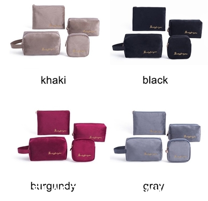 Wholesale Custom Best Selling Colorful Flannel Custom Cosmetic Set Make Up Bag for Women