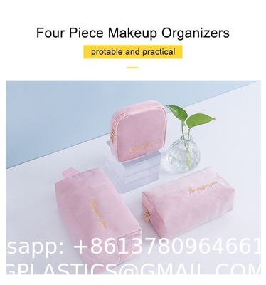 Wholesale Custom Best Selling Colorful Flannel Custom Cosmetic Set Make Up Bag for Women