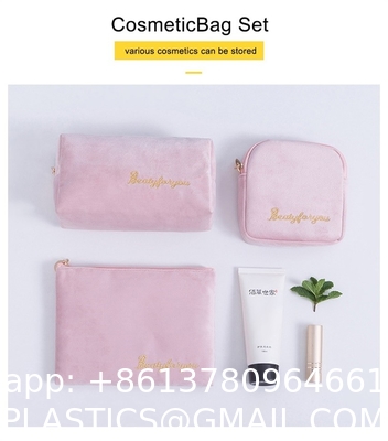 Wholesale Custom Best Selling Colorful Flannel Custom Cosmetic Set Make Up Bag for Women