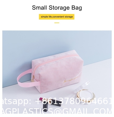 Wholesale Custom Best Selling Colorful Flannel Custom Cosmetic Set Make Up Bag for Women