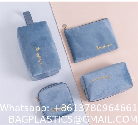 Wholesale Custom Best Selling Colorful Flannel Custom Cosmetic Set Make Up Bag for Women