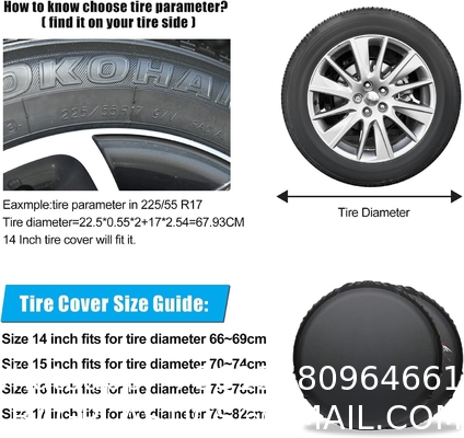 17 Inch Spare Tire Cover PVC Leather Waterproofs Dust-Proof Universal Spare Wheel Tire Cover Fit for Jeep,Trailer,