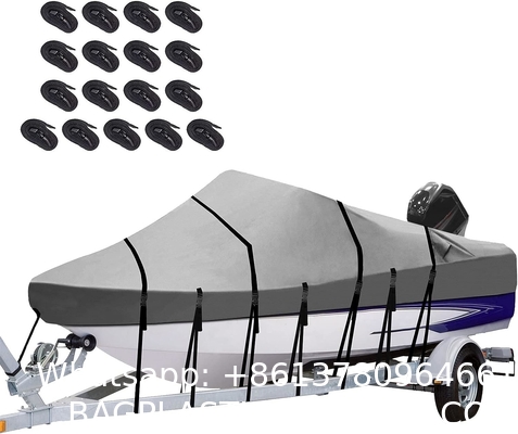 Boat Cover 800D Marine Grade Polyester Canvas Trailerable Full Size Boat Cover for V-Hull Runabouts Outboards