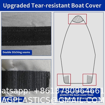 Boat Cover 800D Marine Grade Polyester Canvas Trailerable Full Size Boat Cover for V-Hull Runabouts Outboards