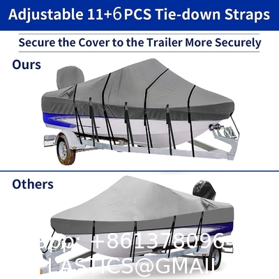 Boat Cover 800D Marine Grade Polyester Canvas Trailerable Full Size Boat Cover for V-Hull Runabouts Outboards