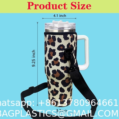 Neoprene Tumbler Holder Drinks Cover Cup Carrier Pouch With Shoulder Strap Insulated Cup Sleeves Party Supplies