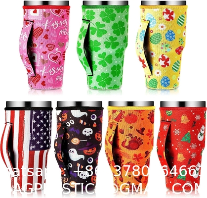 Neoprene Tumbler Holder Drinks Cover Cup Carrier Pouch With Shoulder Strap Insulated Cup Sleeves Party Supplies