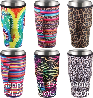 Neoprene Tumbler Holder Drinks Cover Cup Carrier Pouch With Shoulder Strap Insulated Cup Sleeves Party Supplies