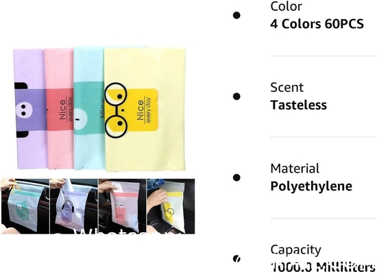Biodegradable Easy Stick-On Disposable Car Trash Bag, Compostable Cornstarchbag Leakproof Vomit Bag, Kitchen Storage Bag
