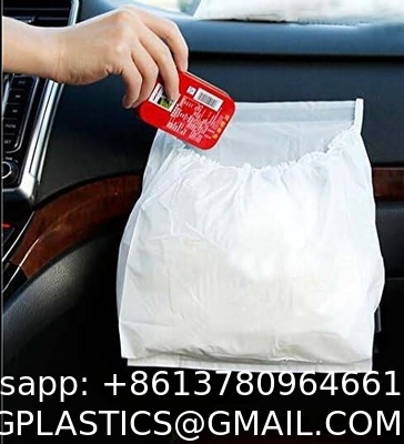 Biodegradable Disposable Car Trash Bags PLA Self Adhesive Portable Leak Proof Vomit Bags White Cartoon Trash Bags