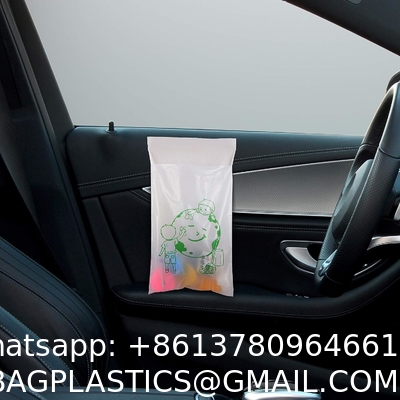Biodegradable Disposable Car Trash Bags PLA Self Adhesive Portable Leak Proof Vomit Bags White Cartoon Trash Bags