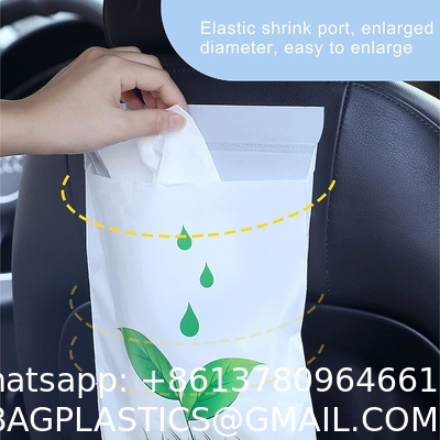 Biodegradable Disposable Car Trash Bags PLA Self Adhesive Portable Leak Proof Vomit Bags White Cartoon Trash Bags