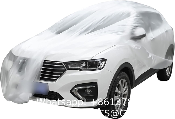 Disposable Car Covers，12.5 x 21.7ft Universal Clear Plastic Car Cover，Disposable Full Exterior Covers Elastic
